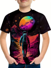 Astronaut 3D Print Boy's Casual T-shirt