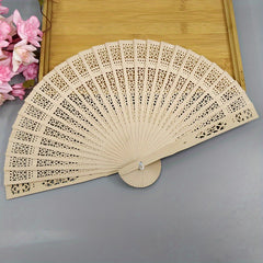 Chinese Vintage Wooden Folding Fan Sandalwood Hollow Design