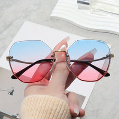 Ombre Rimless Sunglasses UV400 Sun Shades Vacation Beach Travel