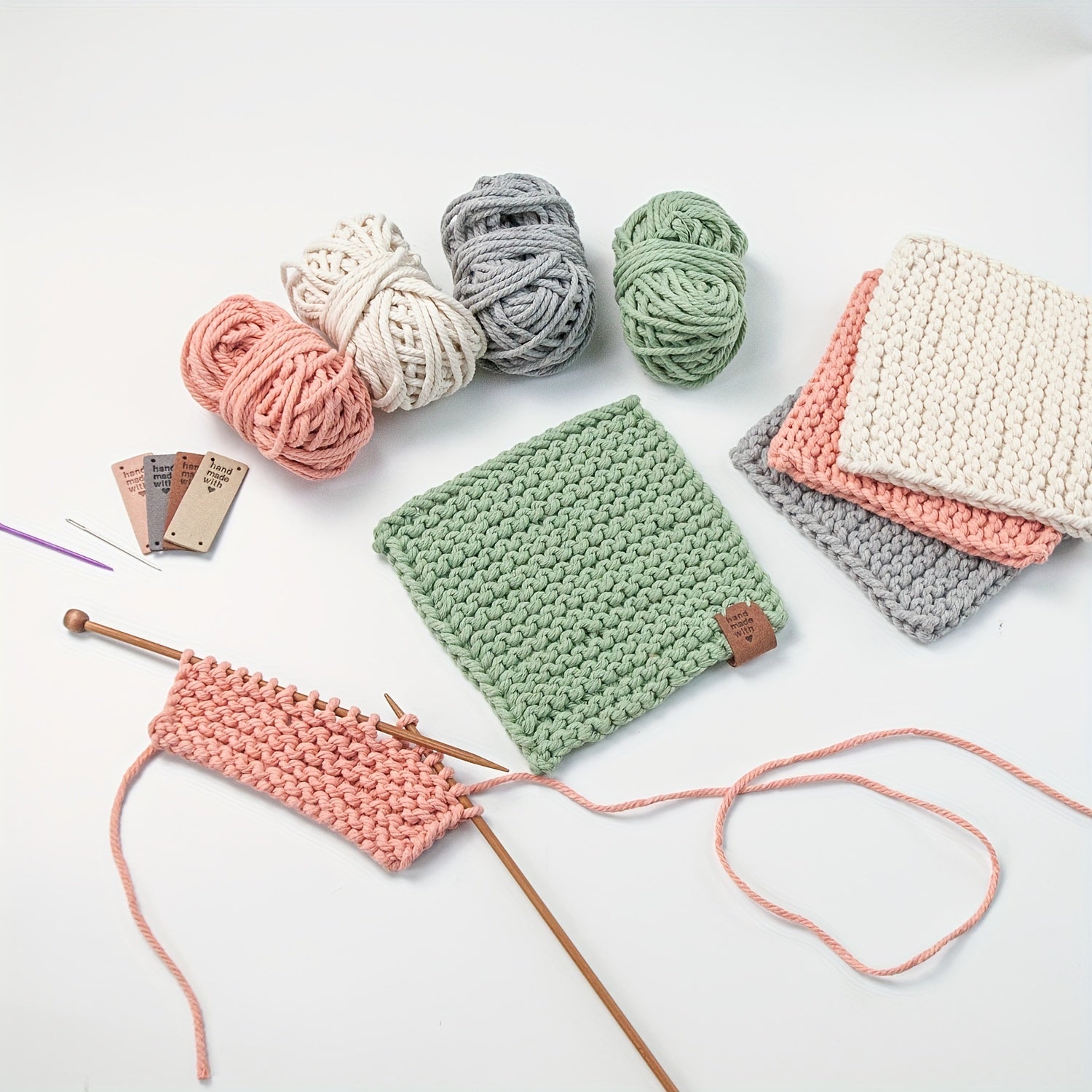 DIY Knitting Coasters Placemats Kit Yarn Set