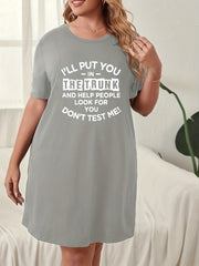 Slogan Print Round Neck Sleep Dress