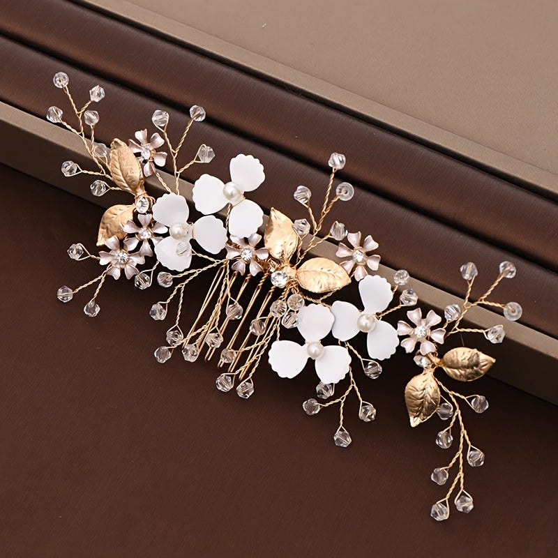 Faux Pearl Flower Hair Comb Bridal Wedding Hair Accessories