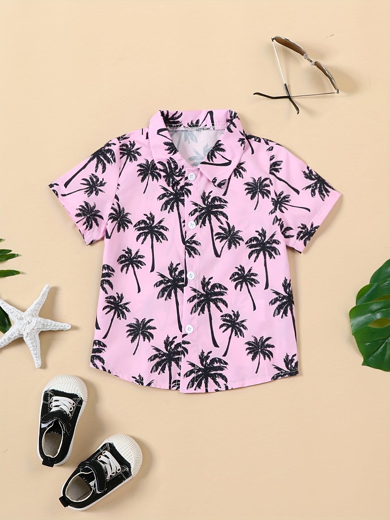 Hawaii Coconut Tree Graphic Print Boys Casual Summer Shirt
