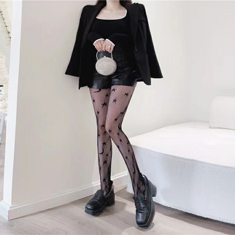 Fishnet Star & Moon Pattern Stockings Tights