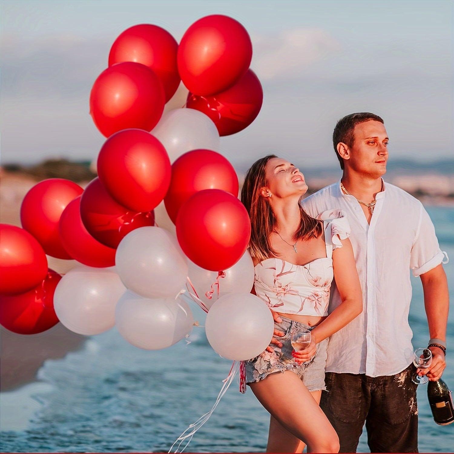 Red Latex Balloons 100pcs 30 48 cm for Party Decorations with Ribbon