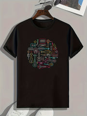 Band Elements Pattern Print Men's Sports T-shirt