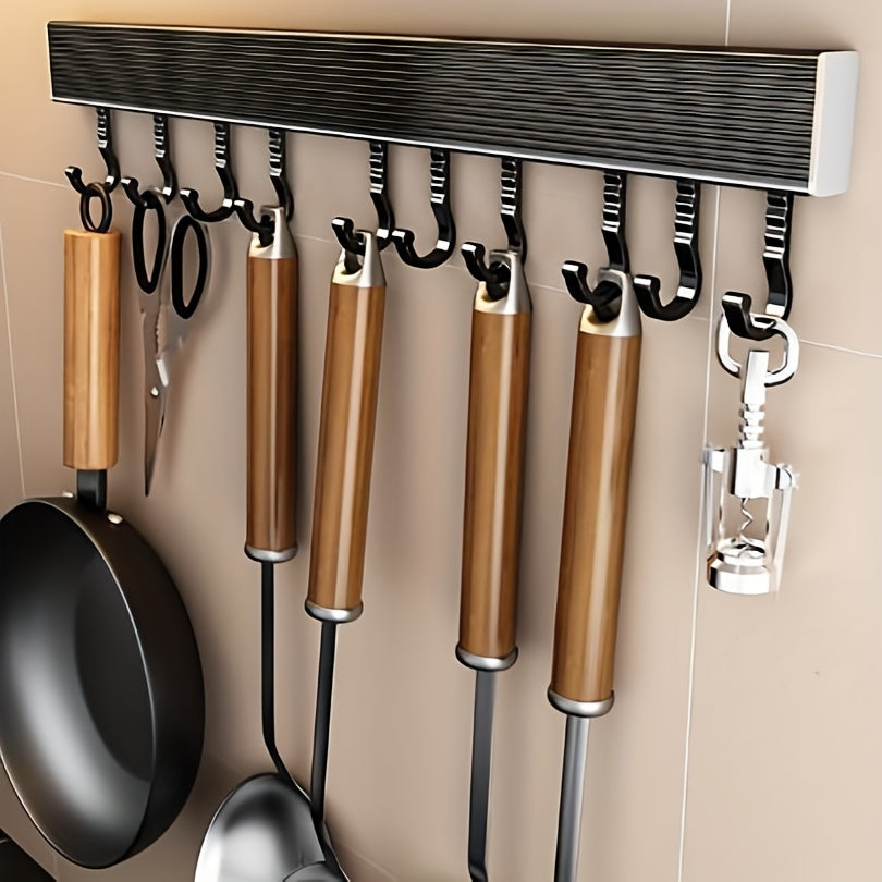 1pc Punching Kitchen Hook Rack Wall mounted Hanging Rod Rack