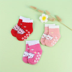 3 Pairs Baby Girls Rabbit Pattern Anti-Skid Socks 0-2 Years
