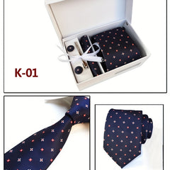 Men's Tie Dot Flower Striped Necktie Set