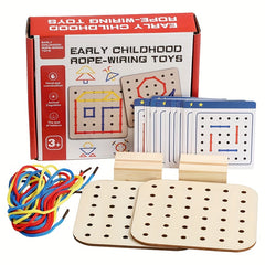 Wooden Rope Tying Game Board for Fun Learning