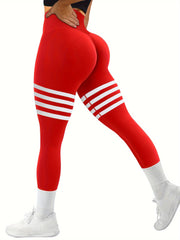 Striped Scrunch Butt Lifting Workout Leggings Booty High Waist Yoga Pants