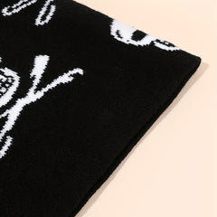 Fashionable Windproof Knit Beanie Hat With Skull Embroidery