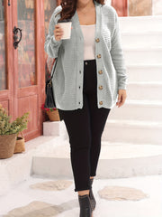 Casual Cardigan Women's Plus Solid Ribbed Batwing Sleeve