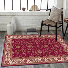 Vintage Floral Faux Wool Area Rug Non-slip Carpet for Living Room Bedroom