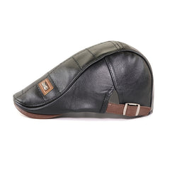 Men's PU Leather Beret Hat Velvet Lined Fishing Hat