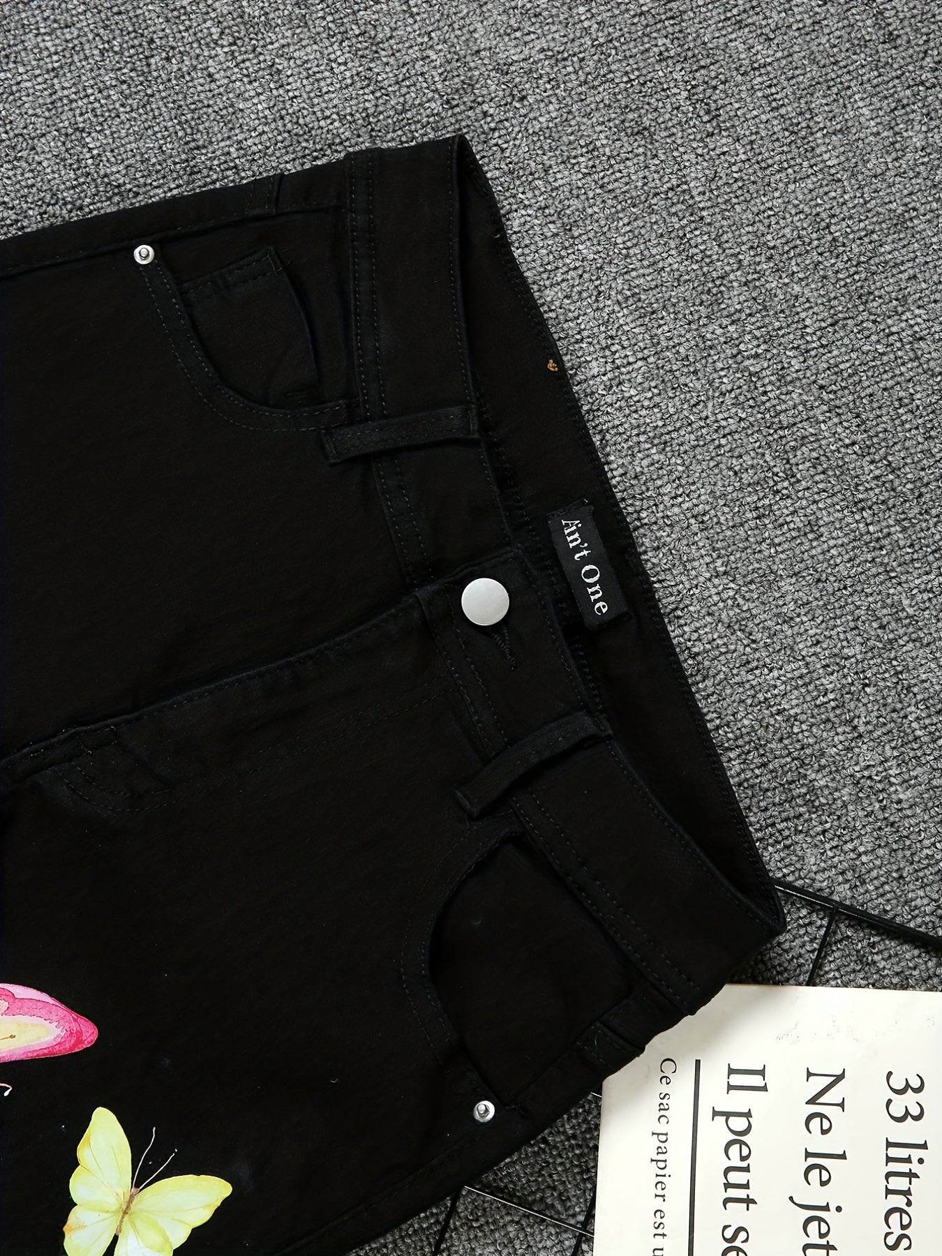 Butterfly Print Stretchy Denim Pants Skinny Jeans