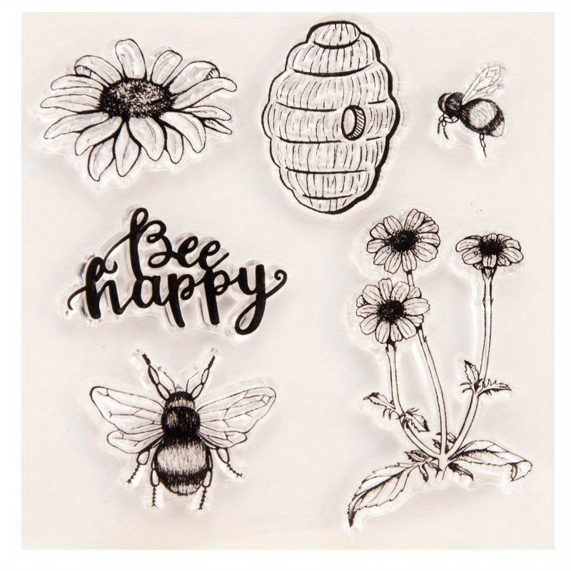 1pc Transparent Stamp DIY Hand Account Scrapbook Bee Happy Stamp