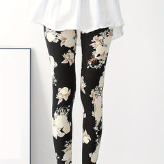 Floral Print Skinny Leggings Casual Stretchy Leggings