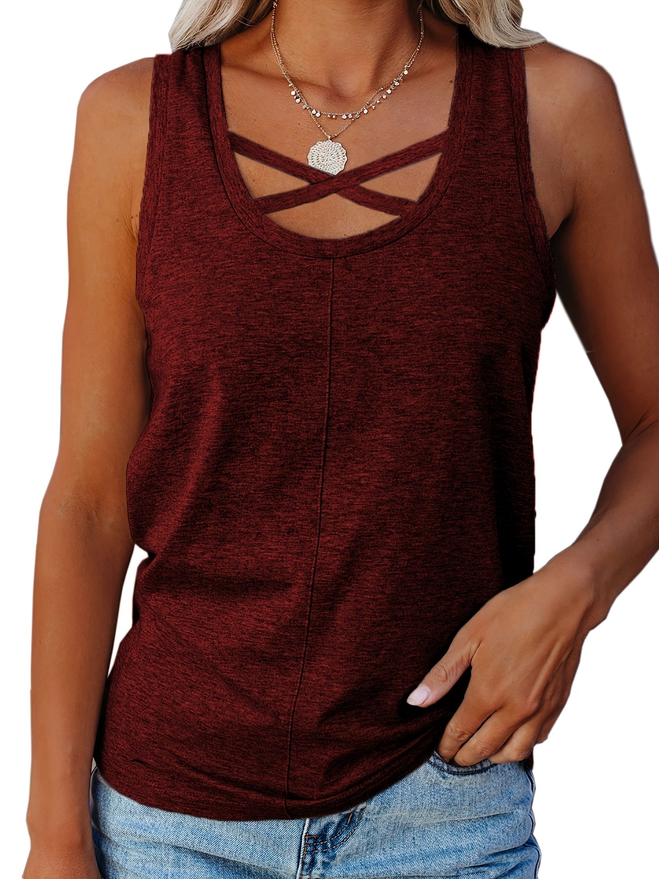 Loose Fit Crew Neck Tank Top