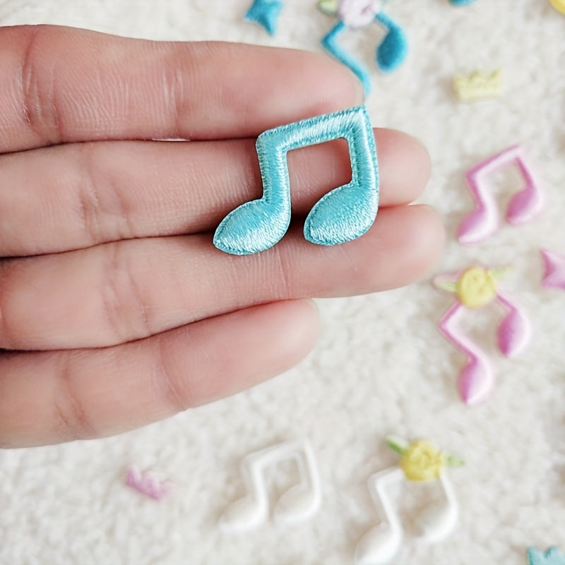 4pcs Music Notes Mixed Fabric Stickers DIY Creative Self-adhesive Stickers