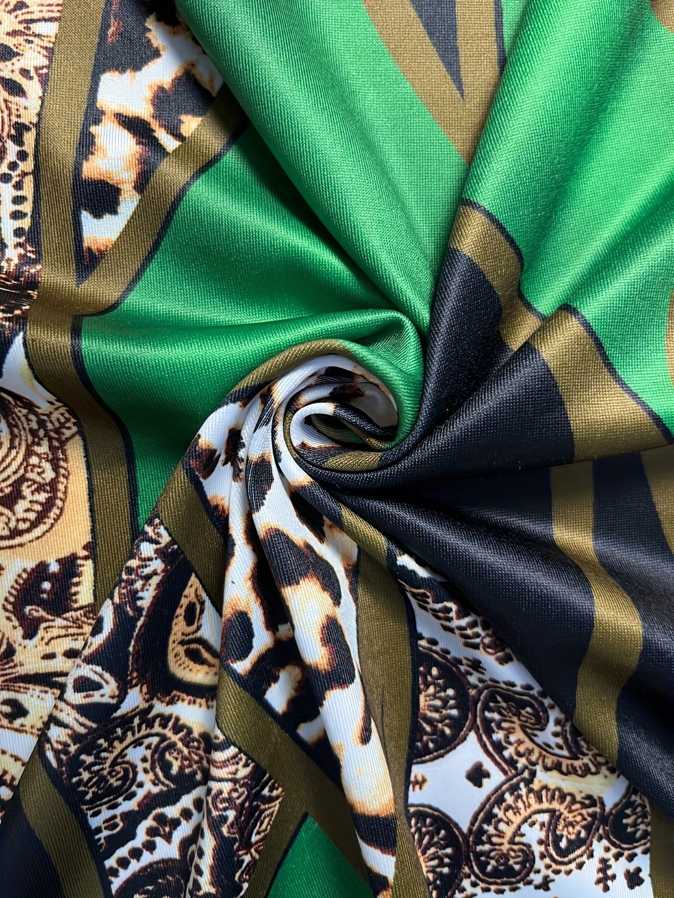 Leopard & Baroque Print Maxi Dress