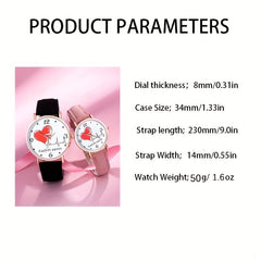 Heart Romance Couple Digital Quartz Watch Pair with PU Leather Strap