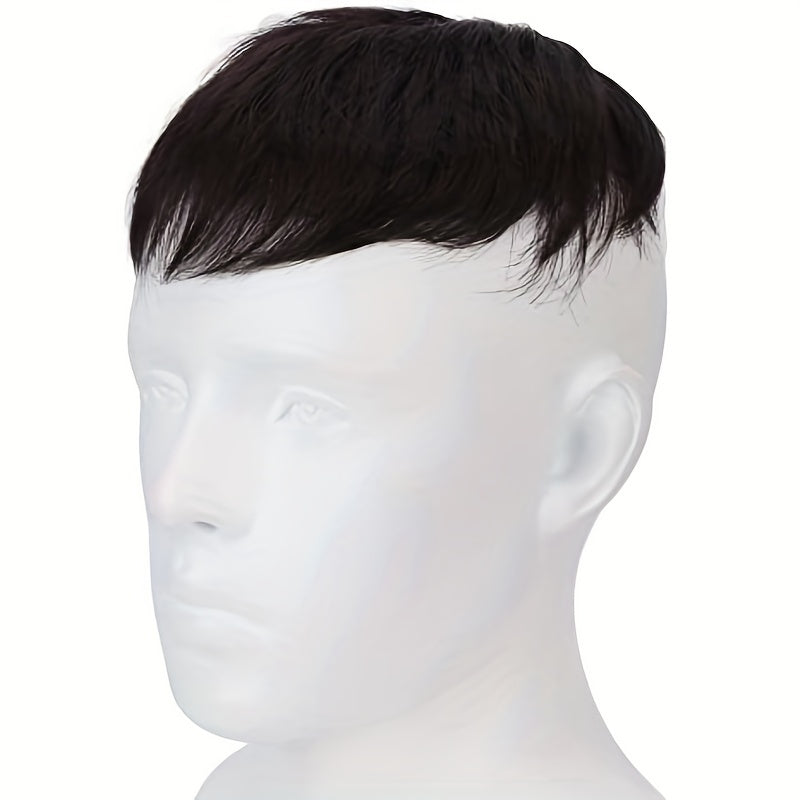 Men's High Top Fade Wig Natural Short Human Hair Toupee Clip