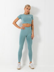 2pcs Seamless Activewear Set with Butt Lifting Leggings and Top