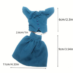 2pcs Doll Skirts Office Lady Dress For 11.5in Doll 80s Vintage Doll Suit