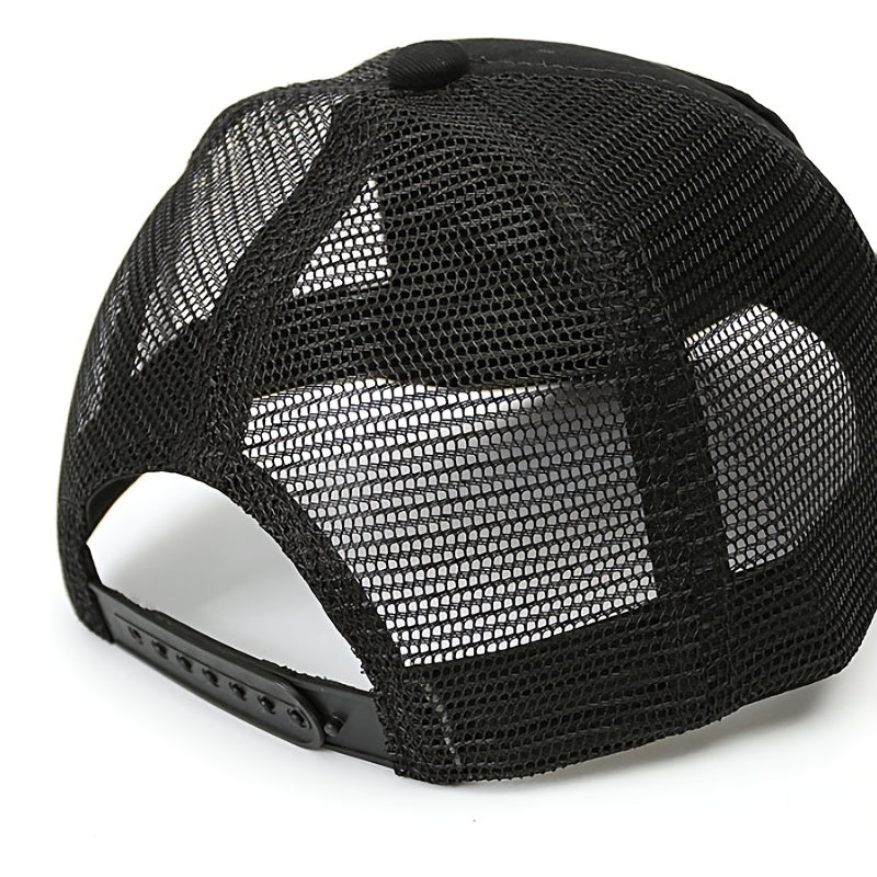 Bee Embroidery Breathable Baseball Hat Mesh Curved Sunshade Cap