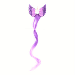 Girls Unicorn Wings Bowknot Hair Wig Extensions