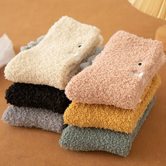 Cartoon Dinosaur Fuzzy Socks Soft Fluffy Slipper Socks Winter Cozy Warm Socks