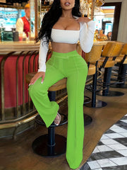 High Waist Wide Leg Work Office Pants Women's Clothing