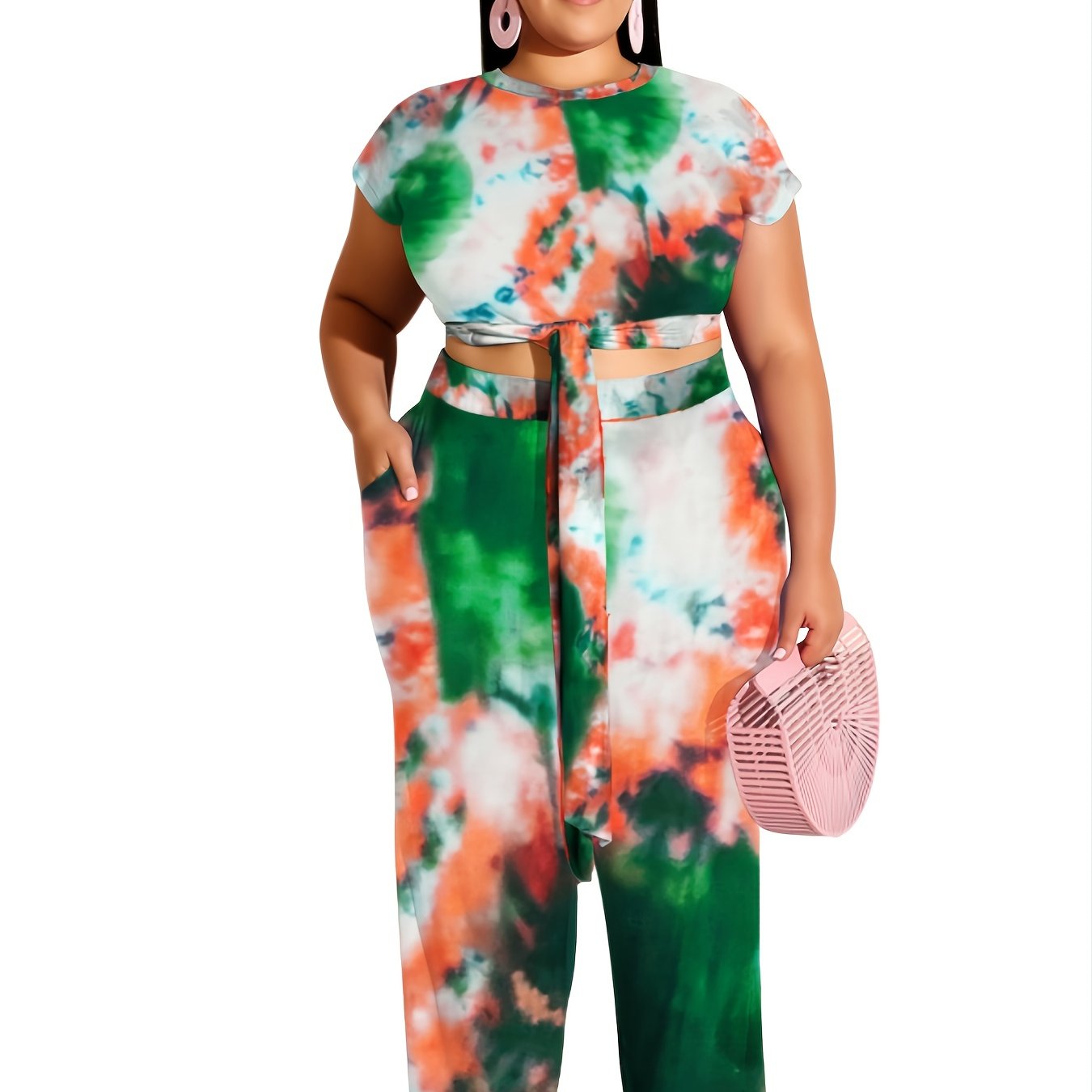 Tie Dye Crop Top & Sweatpants Set 2pcs Co ords