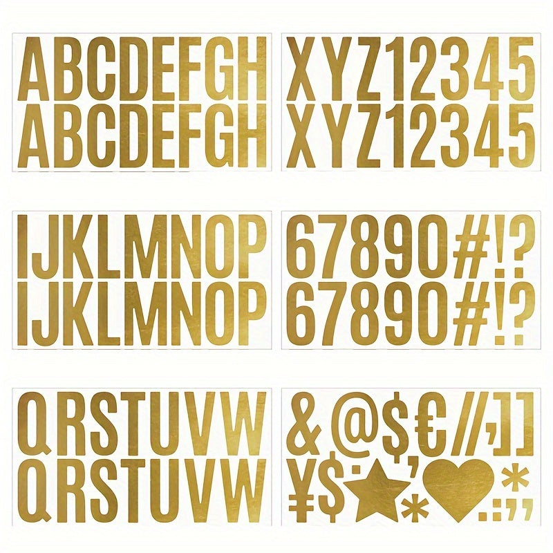6 Sheets Golden Letter Stickers Large Letters Numbers And Symbols