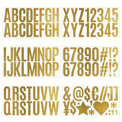 6 Sheets Golden Letter Stickers Large Letters Numbers And Symbols