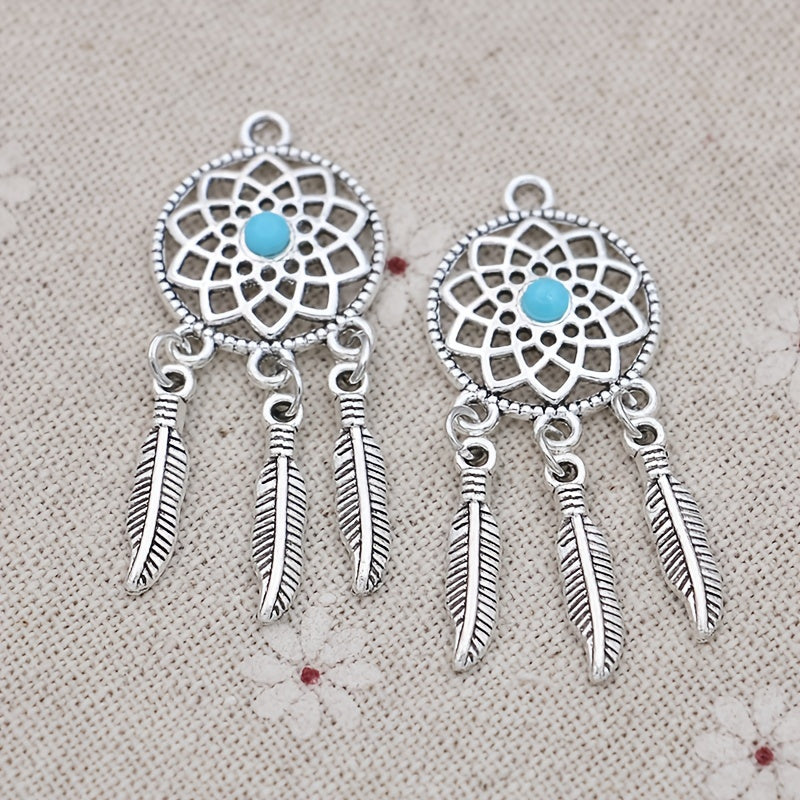 5pcs Tibetan Silver Dream Catcher Charms for Bracelet DIY Jewelry Making