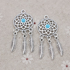 5pcs Tibetan Silver Dream Catcher Charms for Bracelet DIY Jewelry Making