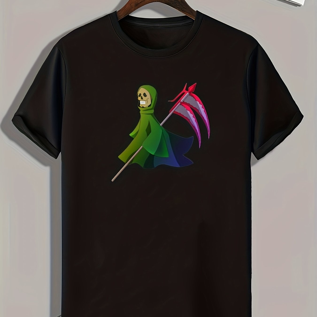 Skeleton Print Men's Graphic T-shirt for Summer