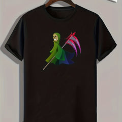 Skeleton Print Men's Graphic T-shirt for Summer