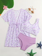 Girls 3pcs Swimsuit Sets Outerwear Top briefs Kids Clothes