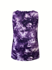 Tie Dye Tank Top Round Neck Medium Stretch