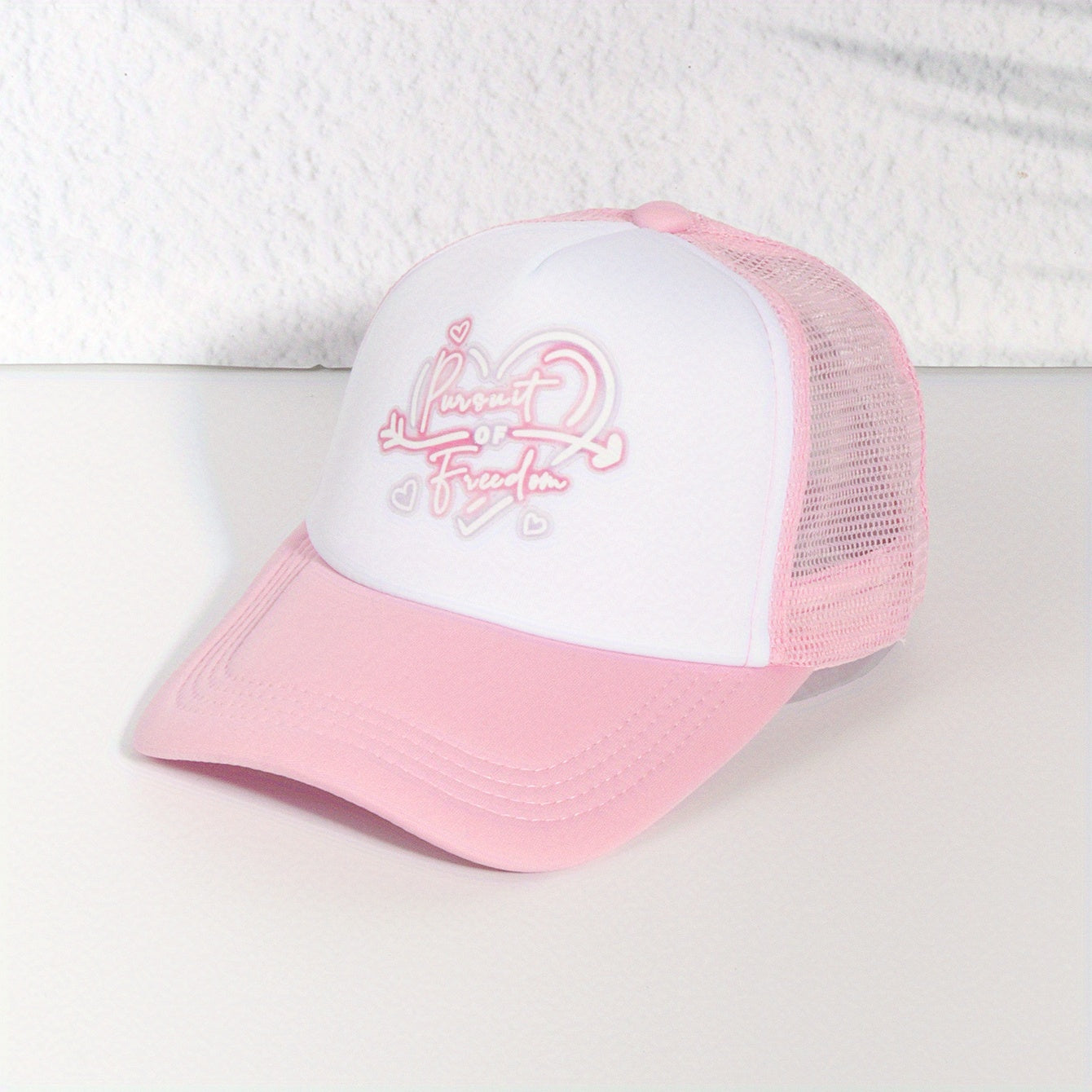 Heart Print Baseball Cap Couple Trucker Hats Lightweight Adjustable Sun Hat