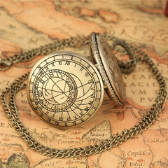Antique Compass Geometric Pattern Pocket Watch