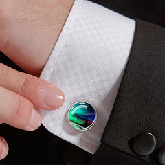 Green Aurora Cufflinks Glass Jewel Cufflinks For Men