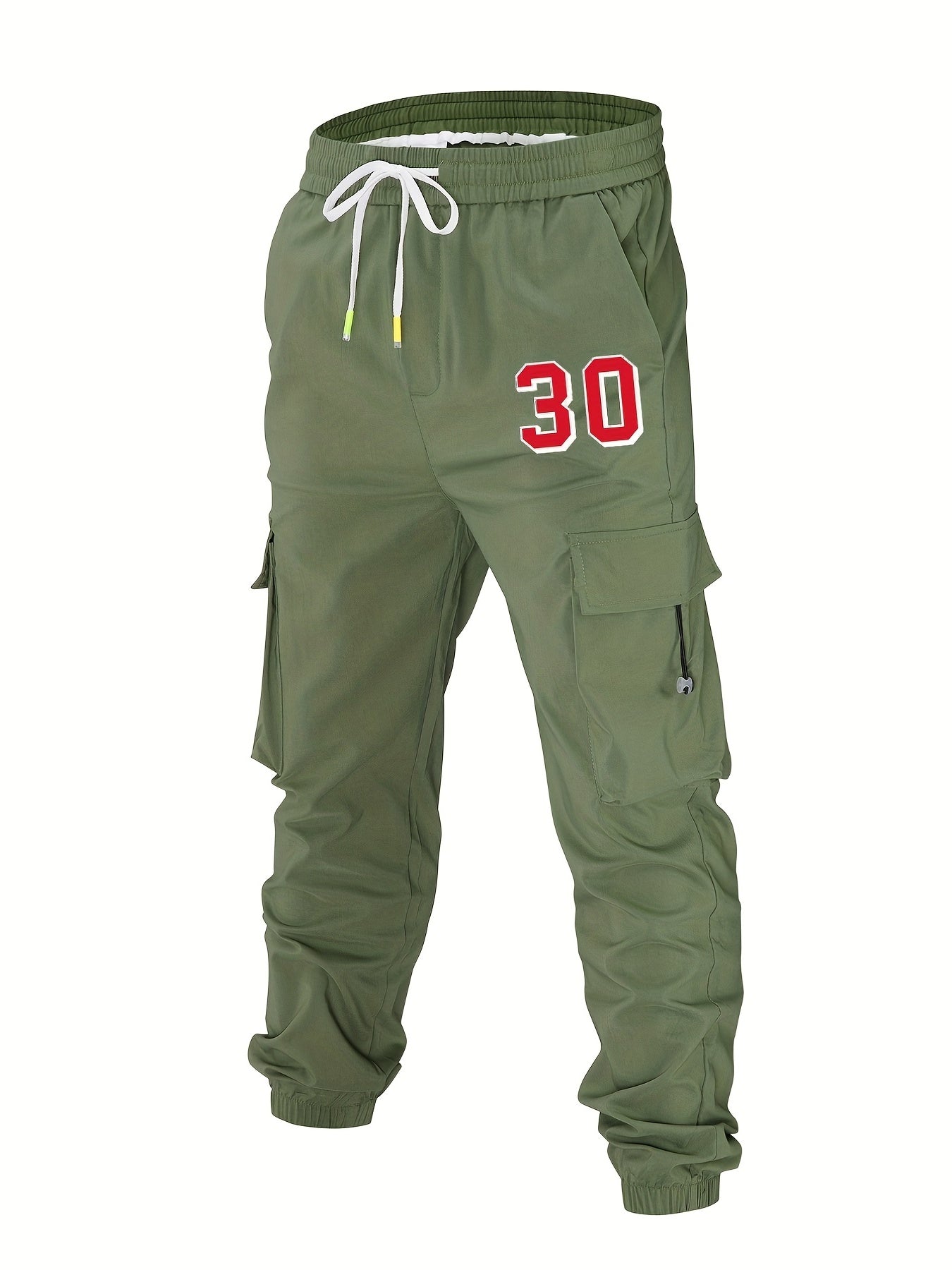 Men's Casual Cargo Pants with Drawstring Pockets