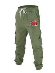 Men's Casual Cargo Pants with Drawstring Pockets