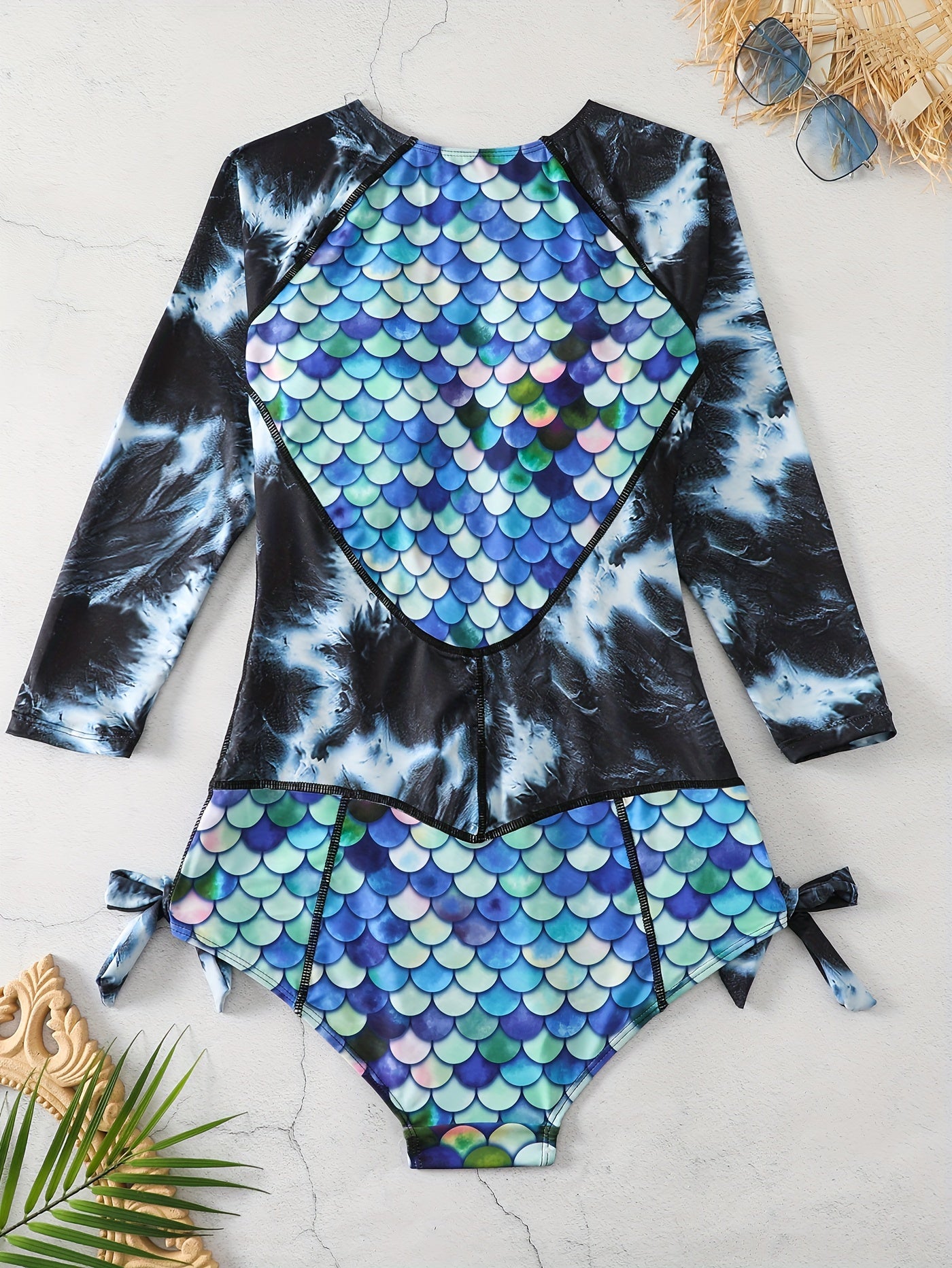 Fish Scales Long Sleeve Zip Up Surfing One Piece