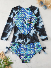 Fish Scales Long Sleeve Zip Up Surfing One Piece