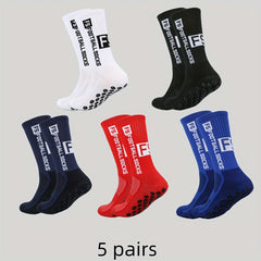 5 Pairs Men's Mid Crew Sport Socks Nylon Blend Comfy Breathable